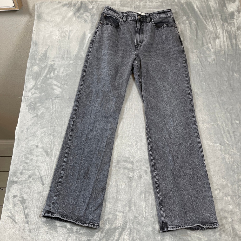 Abercrombie & Fitch The 90s Relaxed Jean High Rise Washed Black Gray 28 6R